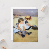 Young Children'遊's on theビーチ(Mary Cassatt) カード (正面/裏面インサイチュ)