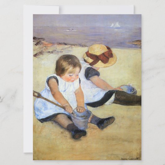Young Children'遊's on theビーチ(Mary Cassatt) カード (正面)