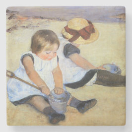 Young Children'遊's on theビーチ(Mary Cassatt) ストーンコースター