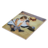 Young Children'遊's on theビーチ(Mary Cassatt) タイル (側面)