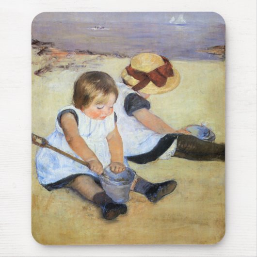 Young Children'遊's on theビーチ(Mary Cassatt) マウスパッド (正面)