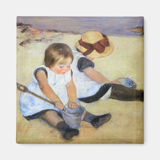 Young Children'遊's on theビーチ(Mary Cassatt) マグネット (正面)