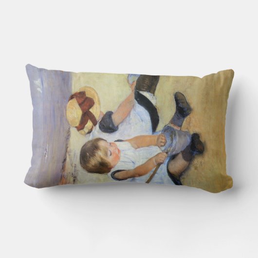Young Children'遊's on theビーチ(Mary Cassatt) ランバークッション (裏面)