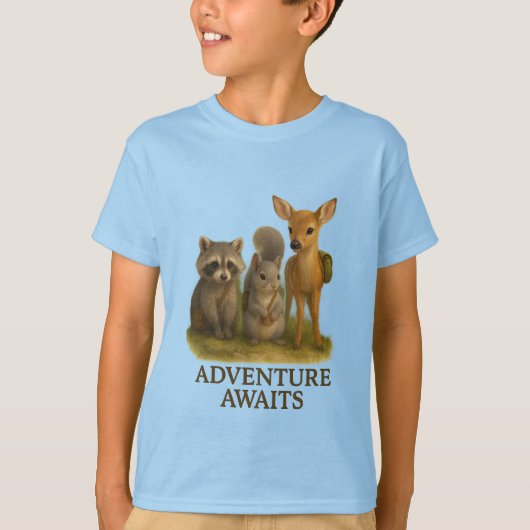 Young Critters Club Tee #1 - "Adventure Awaits" Tシャツ (正面)