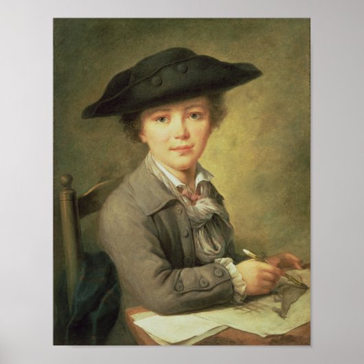 Young draughtsman in black hat, 18th century ポスター (正面)