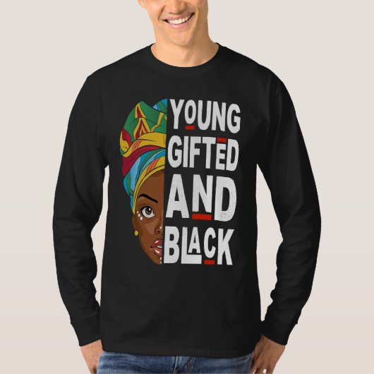 Young ed And Black Afro Black History Month Melani Tシャツ (正面)