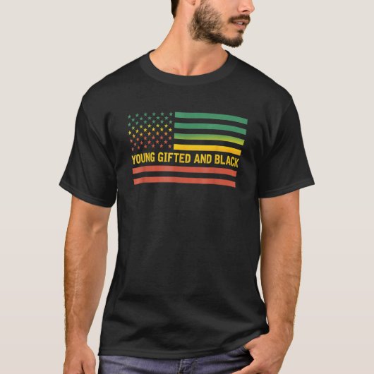 Young Ed and Black Historyアメリカ国旗 Tシャツ (正面)