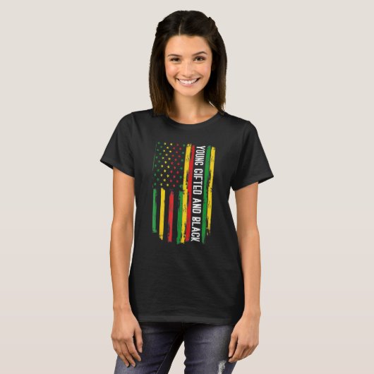 Young ed And Black History Afro African Pride Kids Tシャツ (正面フル)