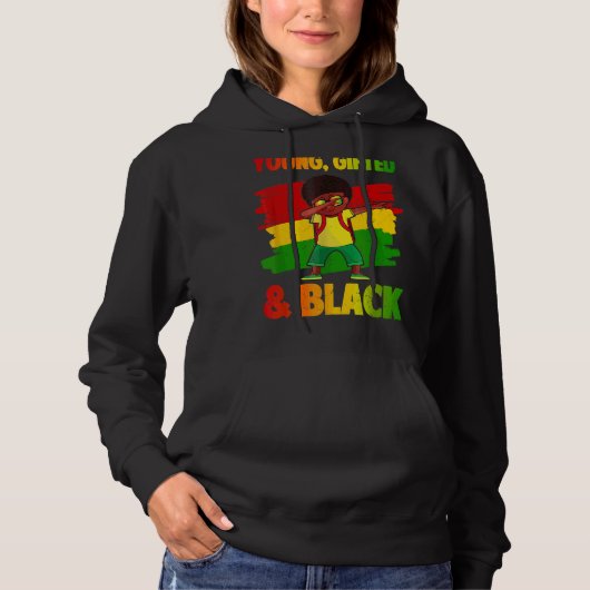 Young Ed & Black History Month Kids Cute Dabbing B パーカ (正面)