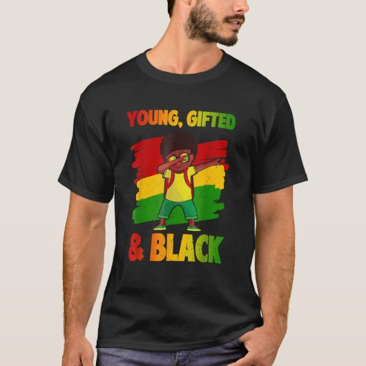 Young Ed & Black History Month Kids Cute Dabbing B Tシャツ (正面)