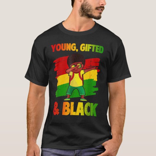 Young Ed & Black History Month Kids Cute Dabbing B Tシャツ (正面)