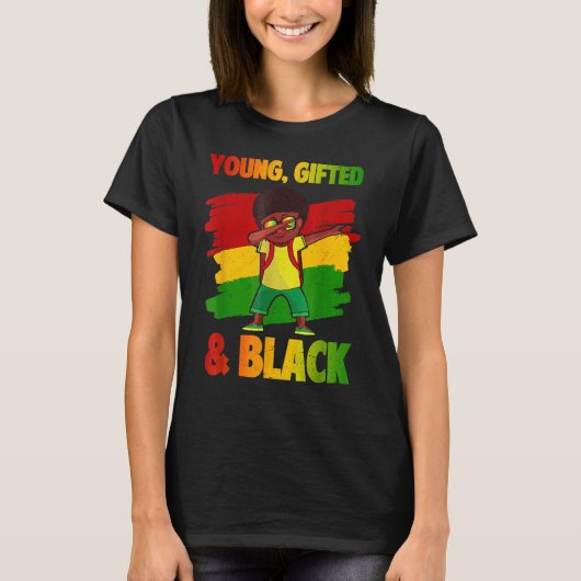 Young Ed & Black History Month Kids Cute Dabbing B Tシャツ (正面)