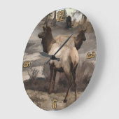 Young Elk Bucks – バンフアルバータ ラージ壁時計 (傾斜)