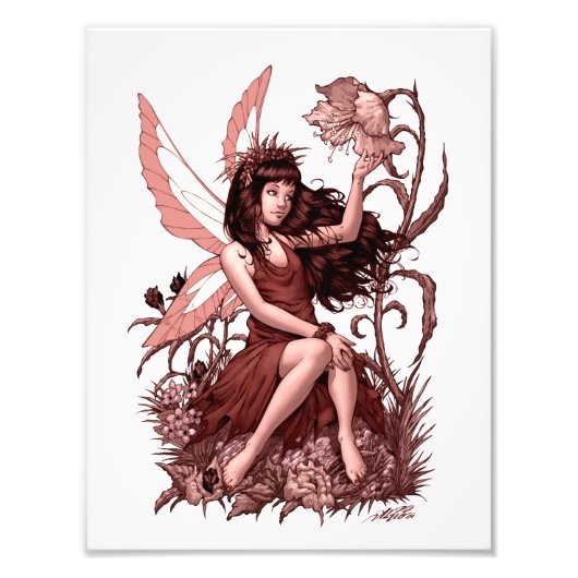 Young Fairy with Flowers by Al Rio フォトプリント (正面)