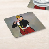 Young Flutist, The Fifer, Edouard Manet, 1866 スクエアペーパーコースター (アングル)