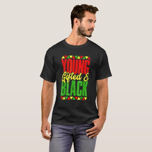 Young Gifted & Black History Apparel, African Men  Tシャツ (正面フル)