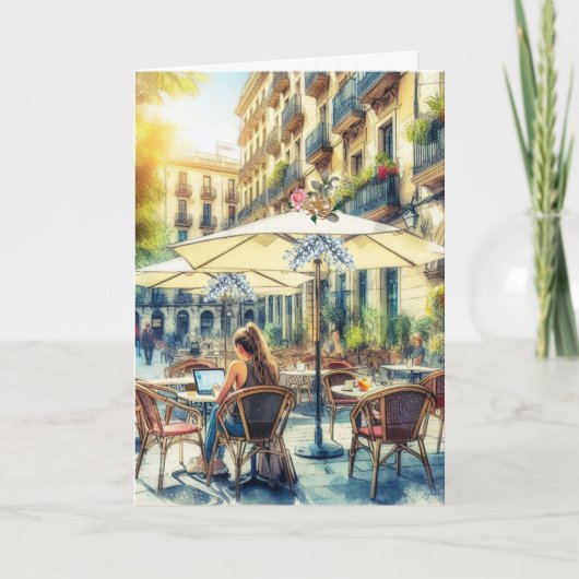 Young Girl 遠くに at School カード (正面)