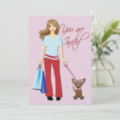 Young Girl & pup Birthday Partyへの招待 招待状 (スタンド正面)