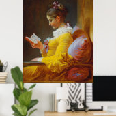 Young Girl Reading by Jean-Honore Fragonard ポスター (ホームオフィス)