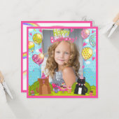 Young Girl Squareの写真ハッピーバースデー カード (正面/裏面インサイチュ)