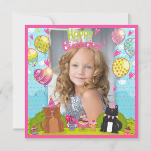 Young Girl Squareの写真ハッピーバースデー カード
