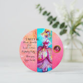 YOUNG GIRL SWEET 16パーティー，ピンクスパークルズモノグラム 招待状 (スタンド正面)