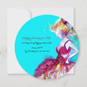 YOUNG GIRL SWEET 16パーティー，ピンクスパークルズモノグラム 招待状 (裏面)