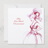 YOUNG GIRL SWEET 16 BIRTHDAY PARTY赤ピンクホワイト 招待状 (裏面)