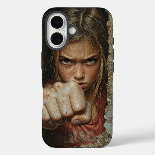 Young girl with fierce expression ready to punch. Case-Mate iPhoneケース (裏面)