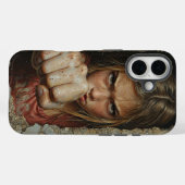 Young girl with fierce expression ready to punch. Case-Mate iPhoneケース (裏面 (横))