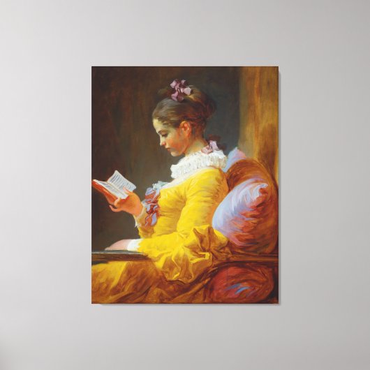 Young Girl's 読 by Jean-Honore Fragonard キャンバスプリント (正面)