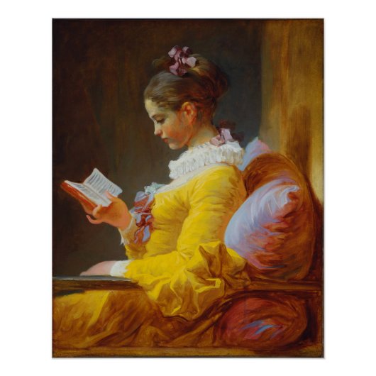 Young Girl's 読 by Jean-Honore Fragonard ポスター (正面)