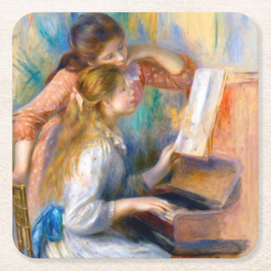 Young Girls at the Piano(ルノアール) スクエアペーパーコースター (正面)