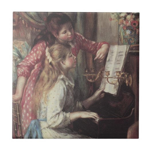 Young Girls at the Piano by Pierreルノアール タイル (正面)