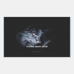 YOUNG GRAY WOLF Wildlife Supporterスタンプ 長方形シール