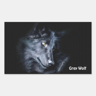 YOUNG GRAY WOLF Wildlife Supporterスタンプ 長方形シール