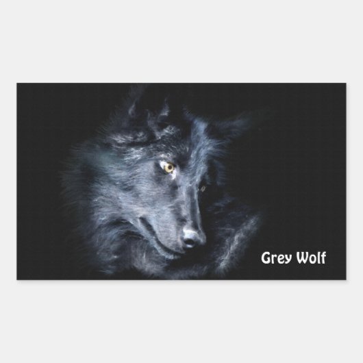 YOUNG GRAY WOLF Wildlife Supporterスタンプ 長方形シール (正面)