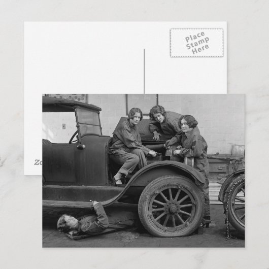 Young Lady Auto整備士, 1927 ポストカード (正面/裏面)