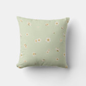 Young Leaf White Plum Blossom Floral Pattern クッション (正面)