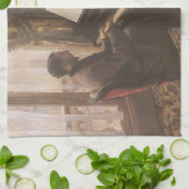 Young Man 遊's the Piano by Gustave Caillebotte キッチンタオル (折り畳み)