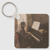 Young Man 遊's the Piano by Gustave Caillebotte キーホルダー (正面)