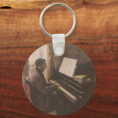 Young Man 遊's the Piano by Gustave Caillebotte キーホルダー (正面)