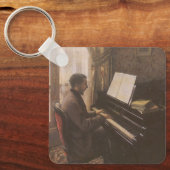 Young Man 遊's the Piano by Gustave Caillebotte キーホルダー (正面)