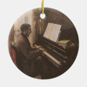 Young Man 遊's the Piano by Gustave Caillebotte セラミックオーナメント (裏面)
