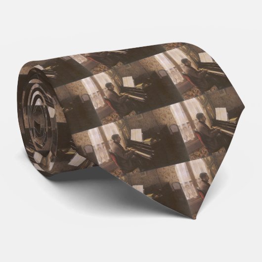 Young Man 遊's the Piano by Gustave Caillebotte ネクタイ (ロール)