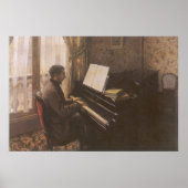 Young Man 遊's the Piano by Gustave Caillebotte ポスター (正面)