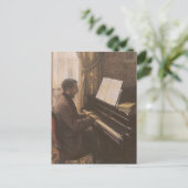 Young Man 遊's the Piano by Gustave Caillebotte ポストカード (スタンド正面)