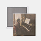 Young Man 遊's the Piano by Gustave Caillebotte マグネット (正面/裏面)