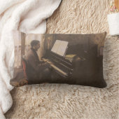 Young Man 遊's the Piano by Gustave Caillebotte ランバークッション (ブランケット)