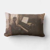 Young Man 遊's the Piano by Gustave Caillebotte ランバークッション (正面)